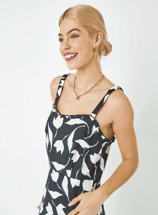 Red Ditsy Floral Print Fit & Flare Elbise Rated Print Fit & Flare Elbise