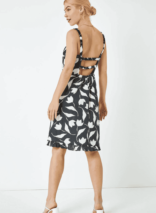 Red Ditsy Floral Print Fit & Flare Elbise Rated Print Fit & Flare Elbise